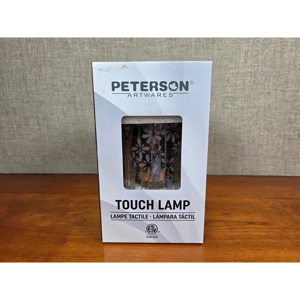 Peterson Artwares Floral Touch Lamp Essential Oil Wax Warmer NIB Chrome Silver
